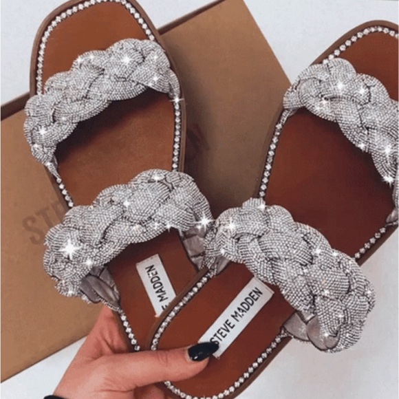 Steve Madden NIB Newbie Rhinestone Slide Sandals NEW IN BOX - Picture 2 of 12